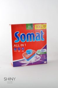 Somat tablete za pomivanje posode, učinkovite že na Eko programu za čisto posodo in energetski prihranek. Prihranite še z nakupom na shiny-outlet.si
