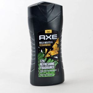Axe tekoče milo in šampon z vonjem cedrovine in divjega mojita. 12 urna svežina iz 100 % naravnih izvlečkov. Ugoden nakup na shiny-outlet.si