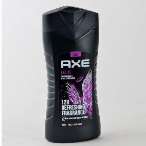 Axe tekoče milo in šampon Excite, 12 urna svežina po tuširanju z vonjem kokosa in črnega popra. Sedaj po dostopnejši ceni na shiny-outlet.si