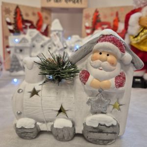 Božična dekoracija: božična lokomotiva z nežno bleščečimi led lučmi. Veselo v december s shiny-outlet.si