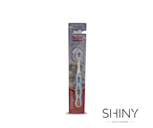 Colgate zobna ščetka za dojenčke, primerna od 0 do 2 let starosti. Držalo s poslikavo slončka, modre barve. Ceneje na shiny-outlet.si