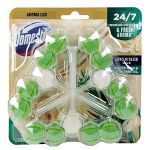 Domestos WC obešanke zagotavljajo dolgotrajno svežino in čistočo stranišča pri vsakem splakovanju. Več na shiny-outlet.si