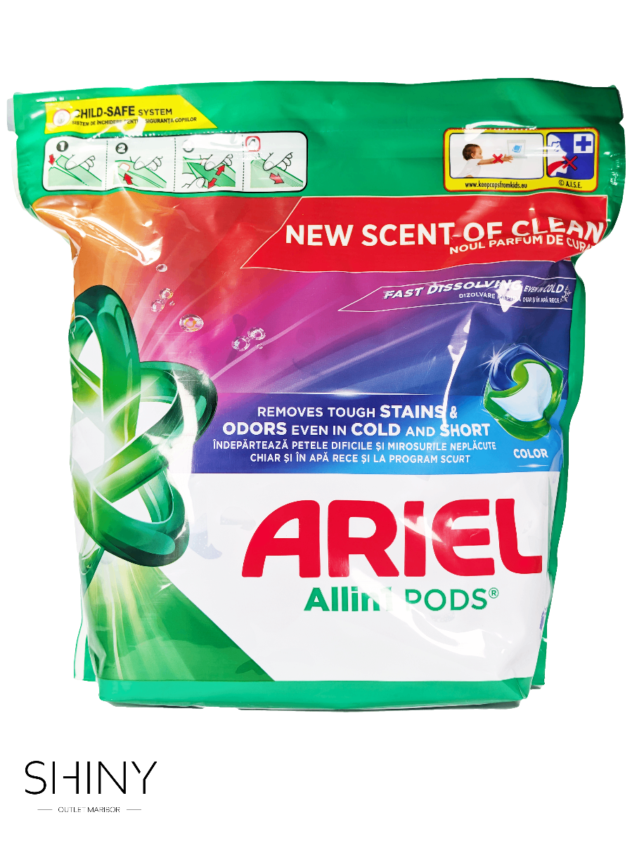 Ariel kapsule za perilo očistijo in zmehčajo vaša oblačila. Več izdelkov na shiny-outlet.si