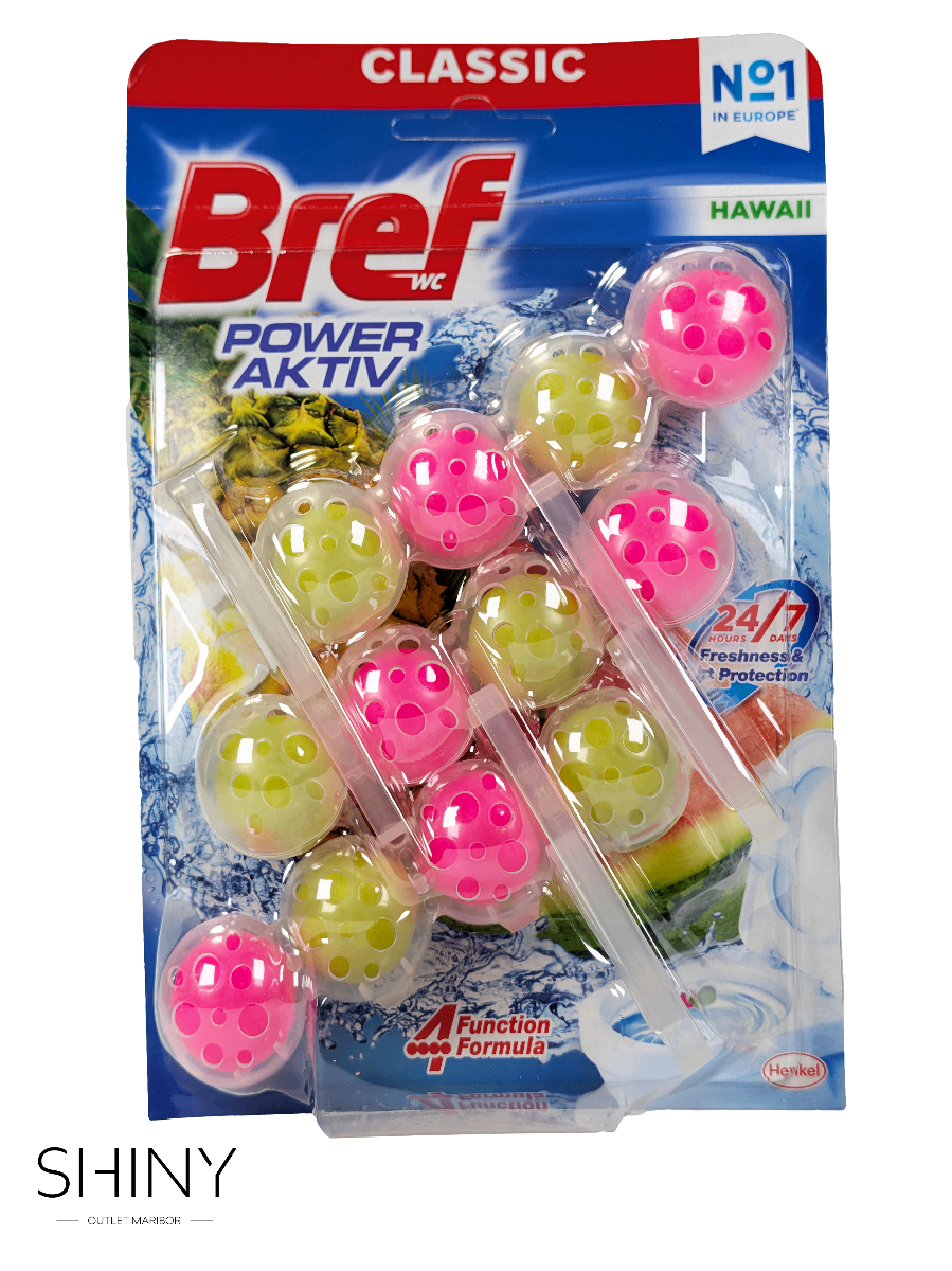 Bref dišavna obešanka čisti, odišavi in osveži WC ob vsakem splakovanju. Na voljo v Megapack Premium pakiranju (3 kos).