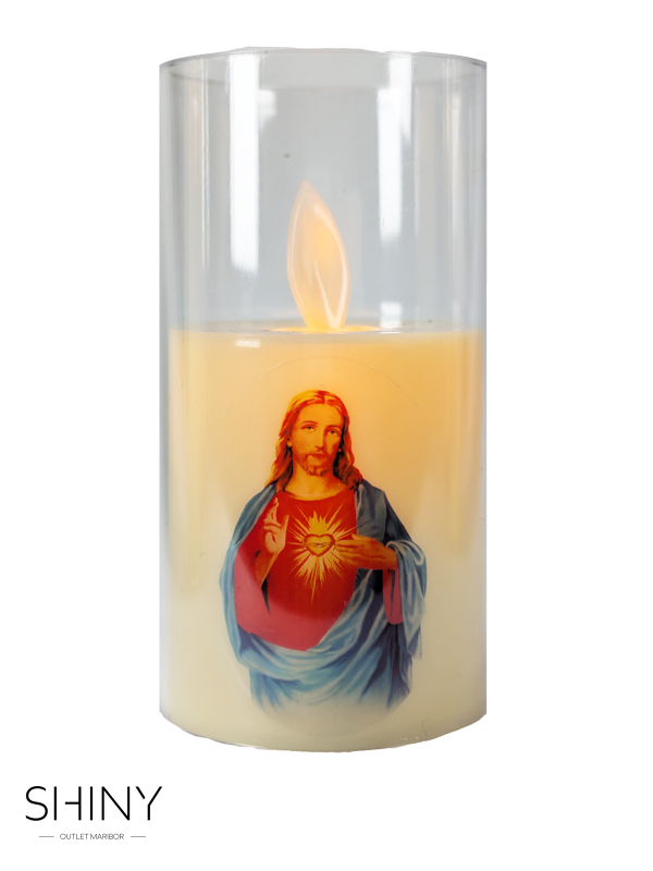 LED Plastic Swing Candle – električna sveča z različnimi motivi in utripajočim plamenom. Deluje na 3× LR44 baterije (vključene).