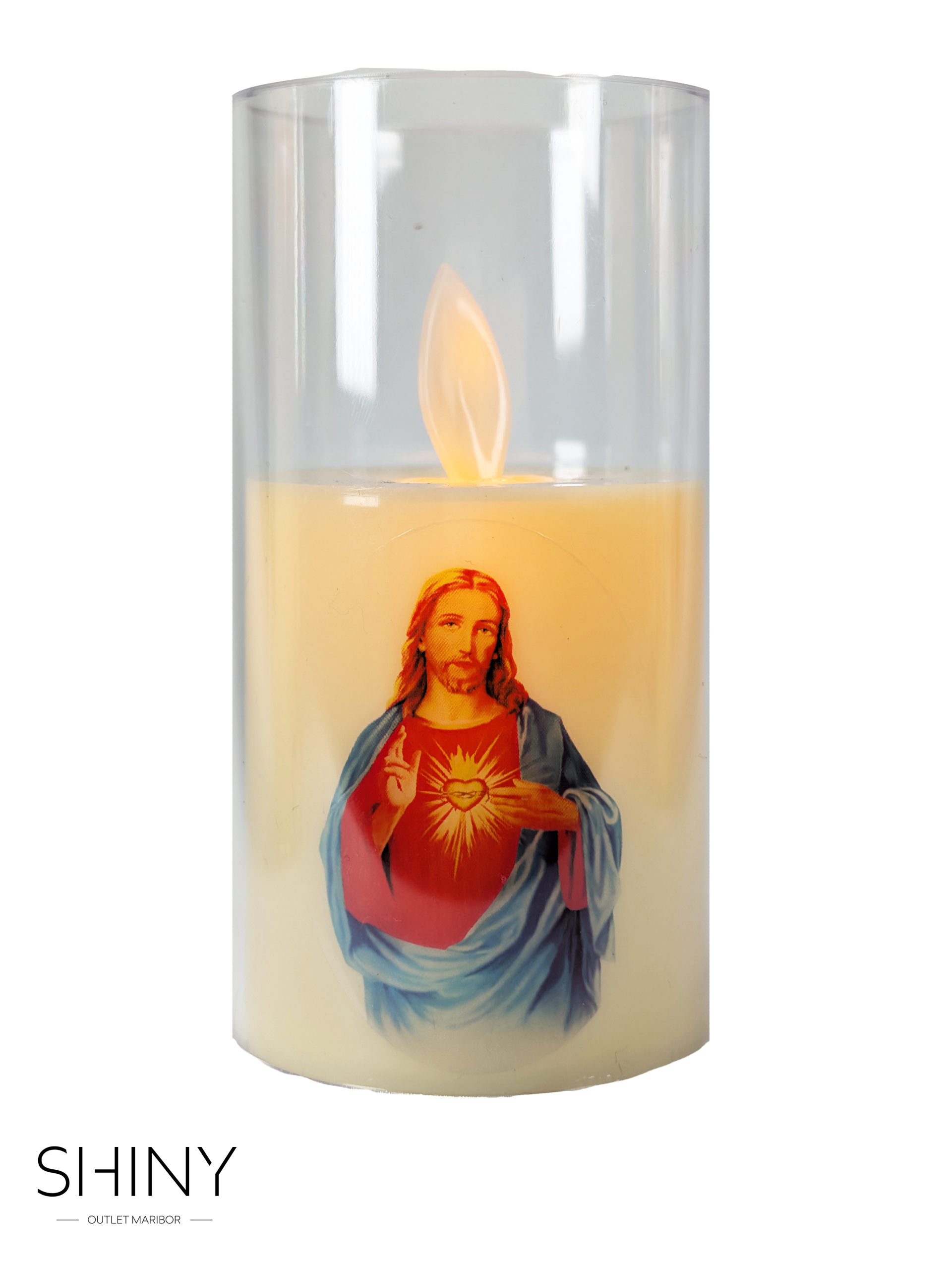 LED Plastic Swing Candle – električna sveča z različnimi motivi in utripajočim plamenom. Deluje na 3× LR44 baterije (vključene).
