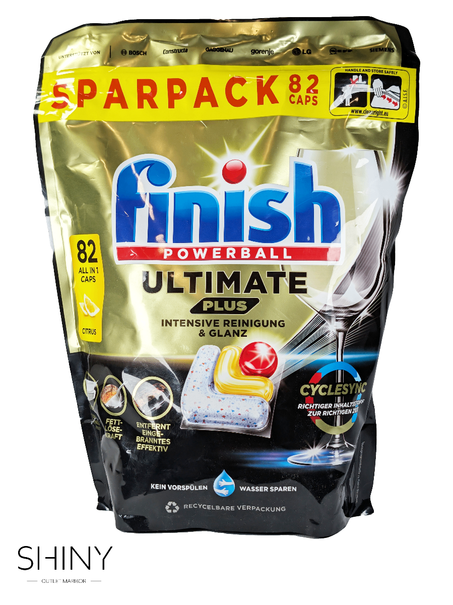 Finish zagotavlja popolno čistočo in sijaj posode po vsakem pranju – več Finish izdelkov na shiny-outlet.si