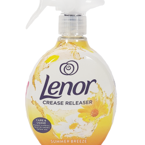 Lenor Crease Release je osvežujoč tekstilni sprej, ki zmanjšuje gube na oblačilih, olajša likanje in osveži tkanine med nošenjem.