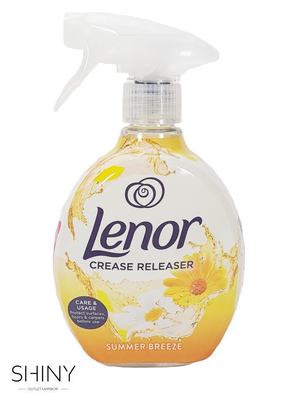 Lenor Crease Release je osvežujoč tekstilni sprej, ki zmanjšuje gube na oblačilih, olajša likanje in osveži tkanine med nošenjem.