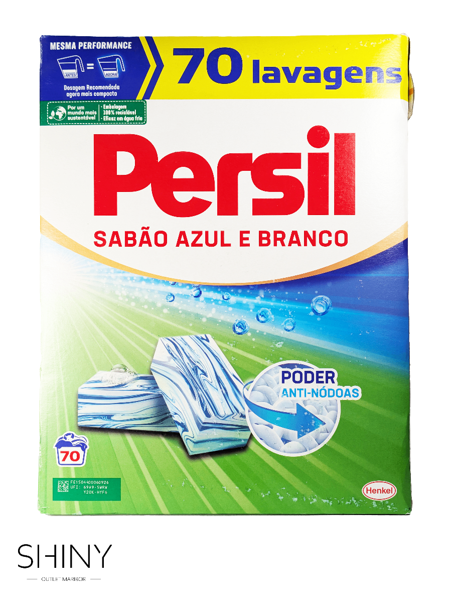 Persil prašek za pranje perila Universal – močna formula za popolno čistočo in svežino že pri 20 °C. Učinkovit pri vseh trdotah vode, idealen za belo in barvno perilo