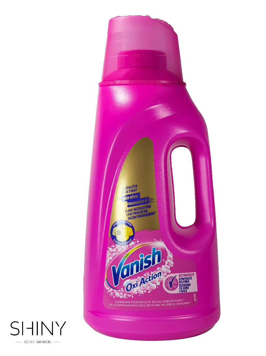 Vanish Oxi Action Gel z močjo aktivnega kisika učinkovito odstranjuje madeže in ohranja živahne barve. Za sveža, čista in sijoča oblačila pri vsakem pranju.