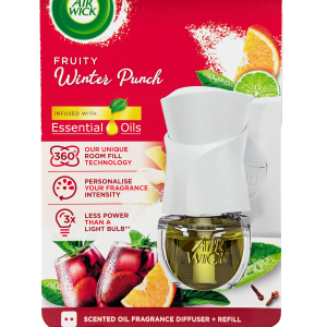 Air Wick Scented Oil – Fruity Winter Punch, električni difuzor z sadnim vonjem, do 120 dni dolgotrajne svežine doma.