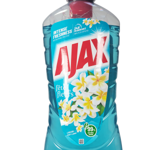 Ajax Fête des Fleurs Lagoon (1000 ml) – čistilo z 99 % naravnih sestavin, dolgotrajno 24-urno svežino in cvetlično-morskim vonjem za sijoče čiste površine.