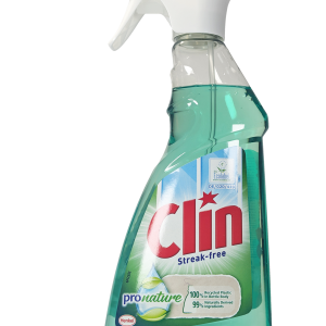 Clin ProNature (500 ml) – ekološko čistilo za steklo z EU Ecolabel certifikatom, 99 % naravnih sestavin in 100 % reciklabilno embalažo za sijaj brez lis.