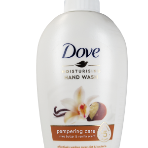 Dove tekoče milo nežno očisti in vlaži roke, ne da bi izsušilo kožo. Primerno za vsakodnevno uporabo in vse tipe kože.