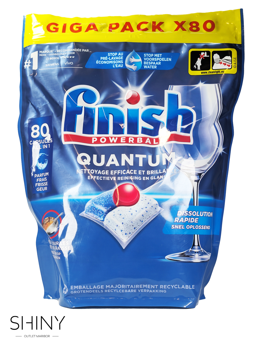 Finish zagotavlja popolno čistočo in sijaj posode po vsakem pranju – več Finish izdelkov na shiny-outlet.si