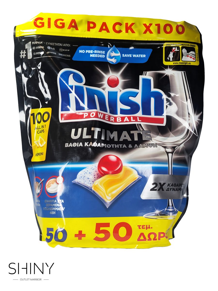 Finish zagotavlja popolno čistočo in sijaj posode po vsakem pranju – več Finish izdelkov na shiny-outlet.si