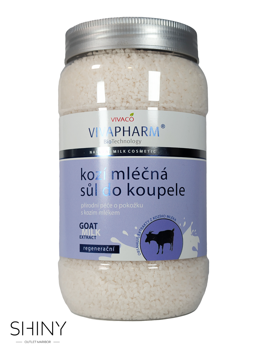 Kopalna sol Vivapharm Vivaco z izvlečkom kozjega mleka 1200 g mehča in neguje kožo, sprošča telo ter nudi razkošno nego po napornem dnevu.