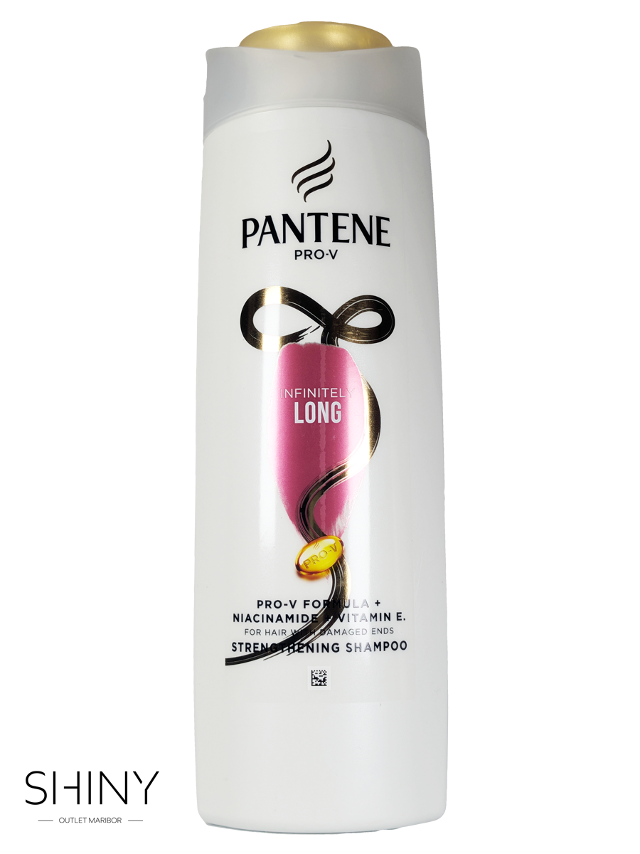 Pantene Infinitely Long šampon z niacinamidom in vitaminom E – za močne, zdrave in dolge lase brez razcepljenih konic.