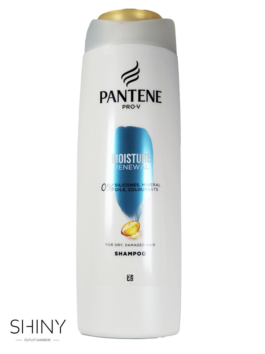 Pantene Moisture Renewal šampon – globinsko vlaži in neguje suhe, poškodovane lase za svilnat občutek in zdrav sijaj.