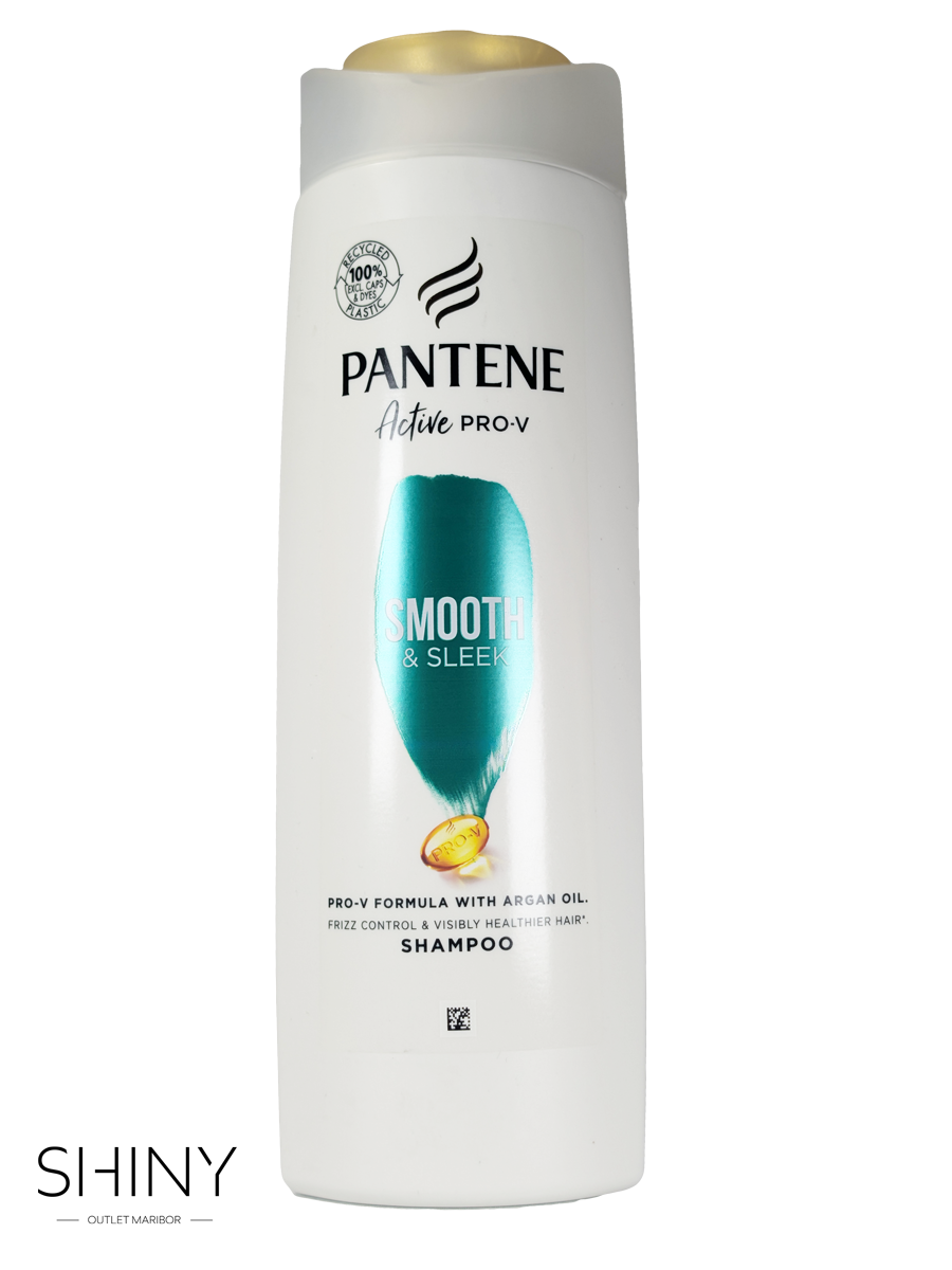 Pantene Smooth & Sleek šampon z arganovim oljem – za gladke, sijoče lase brez naelektrenosti. Nežen, a učinkovit šampon za vsakodnevno uporabo.