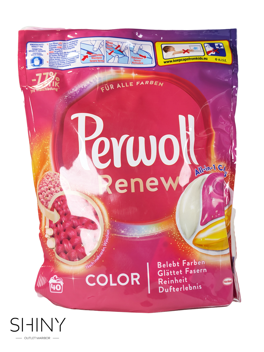 Perwoll Color Kapsule za enostavno pranje barvnih oblačil z zaščito barv in vlaknin, za svežino in živahne tone vsakič.