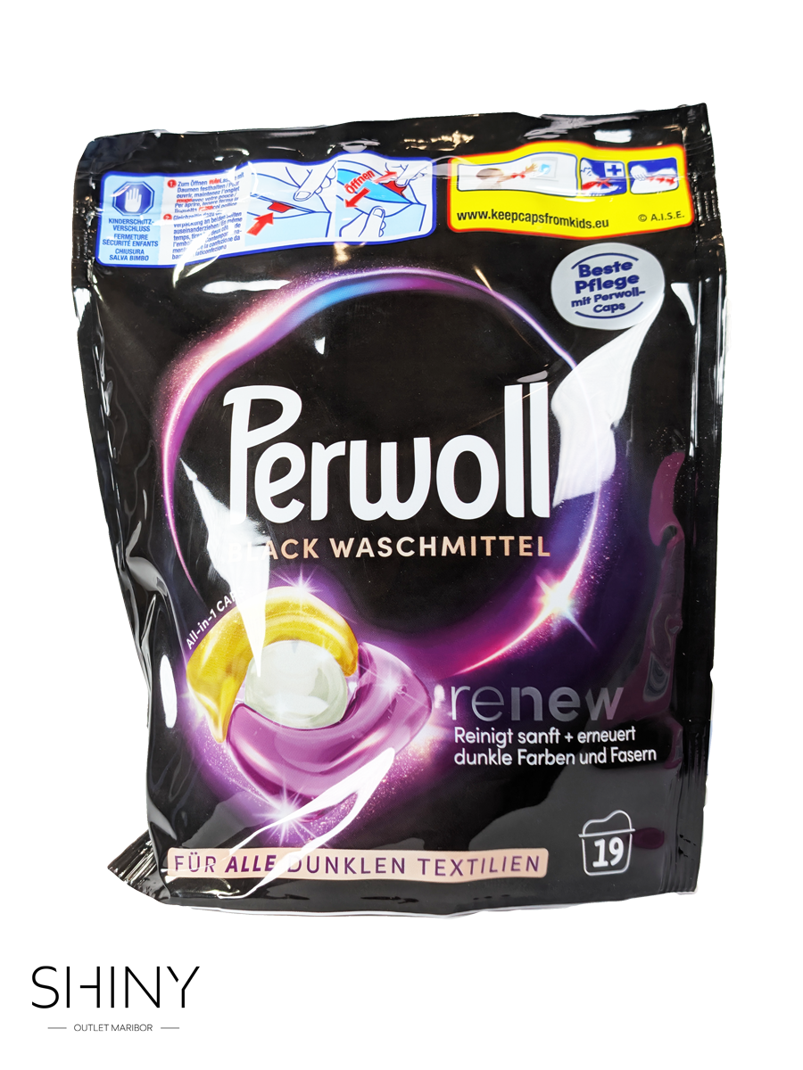 Perwoll Renew & Repair Black kapsule – popolna nega za črna in temna oblačila, ki ohranja intenzivno barvo, mehkobo in svežino po vsakem pranju.
