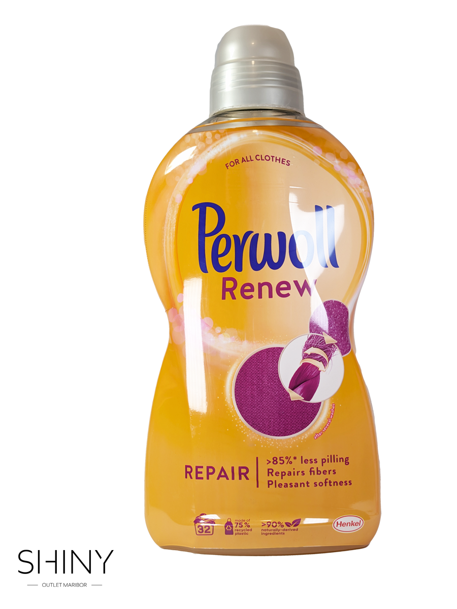 Perwoll Renew & Repair tekoči detergent 1920 ml – univerzalna nega, ki obnavlja vlakna in ohranja svežino, barvo ter obliko vseh vrst tkanin.