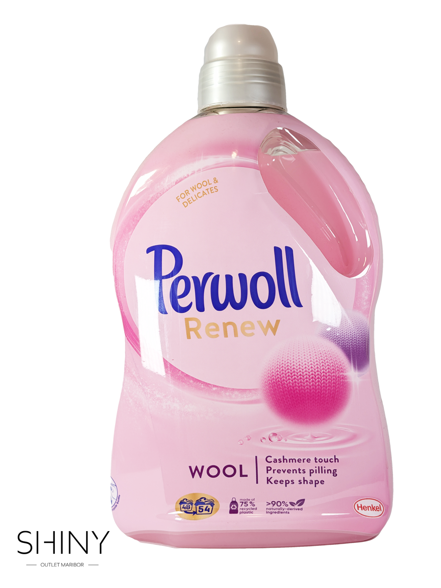 Perwoll Renew Wool & Delicates 2970 ml – nežni detergent z zaščitno keratinsko formulo za volno, svilo in občutljive tkanine. Ohranja mehkobo, obliko in prijeten občutek oblačil.