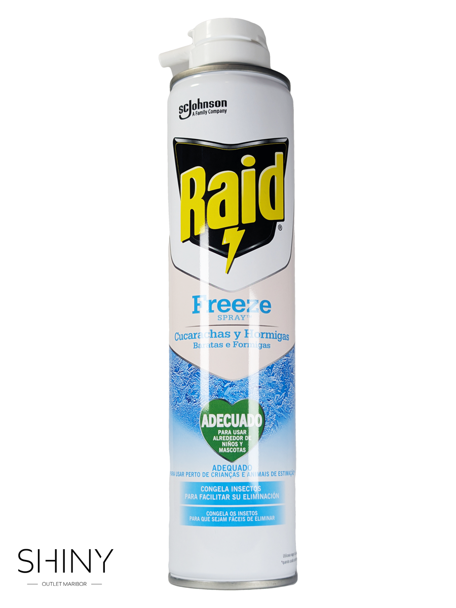 Raid Freeze hitro in učinkovito uniči komarje, muhe ter druge leteče insekte brez močnega vonja. Zanesljiva zaščita za dom skozi vse leto.