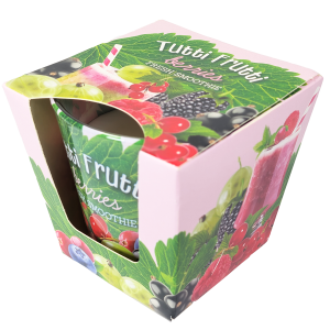 Sadna dišeča sveča v kozarcu – svež, sočen vonj za naravno in prijetno odišavljen dom.