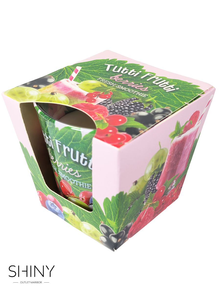 Sadna dišeča sveča v kozarcu – svež, sočen vonj za naravno in prijetno odišavljen dom.