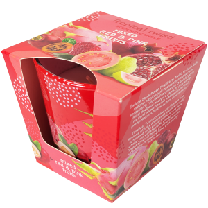 Sadna dišeča sveča v kozarcu – svež, sočen vonj za naravno in prijetno odišavljen dom.