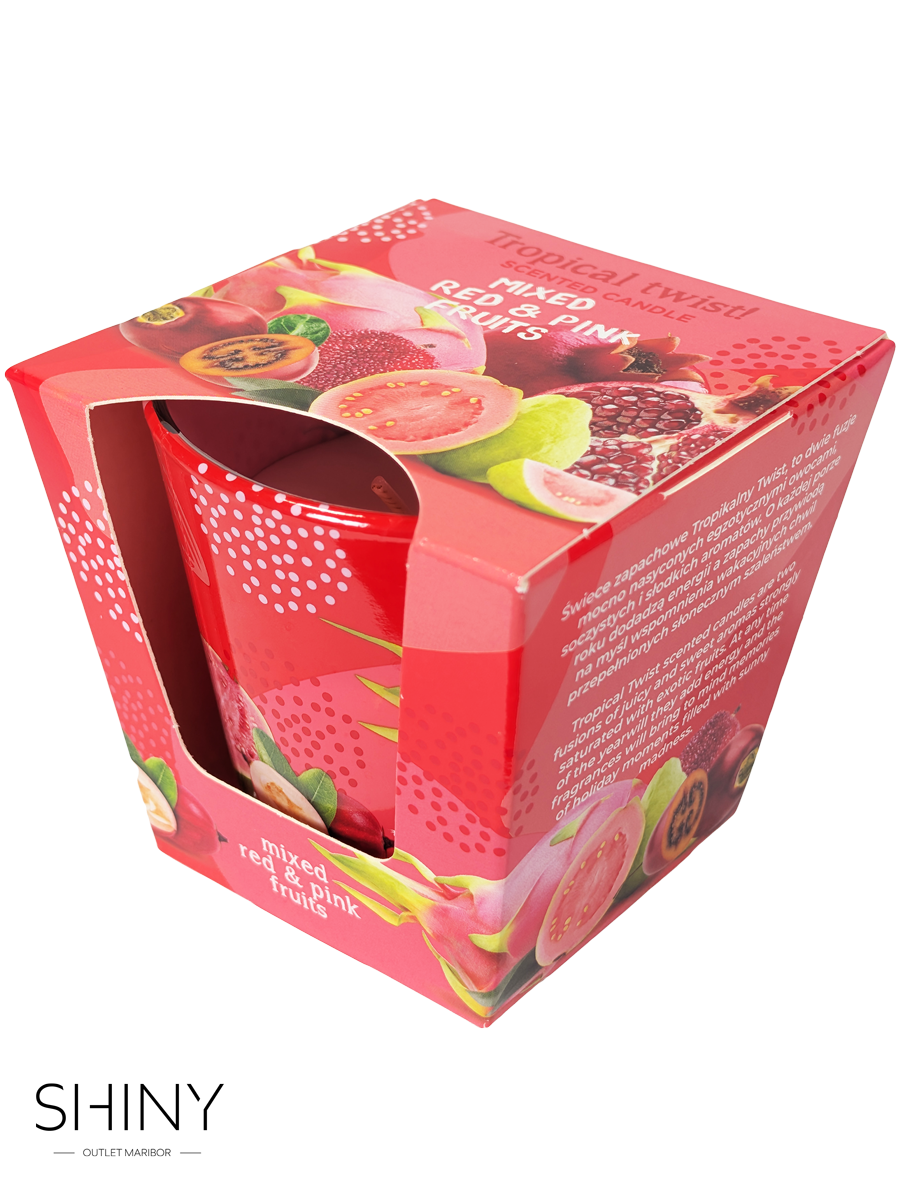 Sadna dišeča sveča v kozarcu – svež, sočen vonj za naravno in prijetno odišavljen dom.