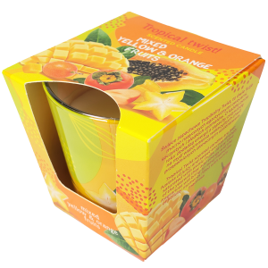 Sadna dišeča sveča v kozarcu – svež, sočen vonj za naravno in prijetno odišavljen dom.