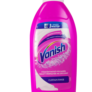 Vanish Curtain Rinse Aid 500 ml – dodatek pri izpiranju zaves za belino, obliko in nego tkanin, brez klora in primeren za občutljive tekstile.