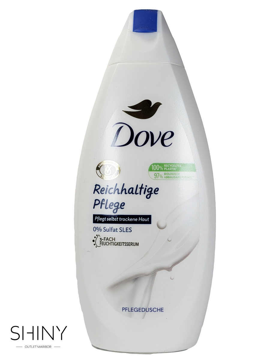 Dove Intensive Care – hranilen gel za tuširanje za suho kožo z bogato kremno formulo, ki koži vrača mehkobo in dolgotrajno vlago.