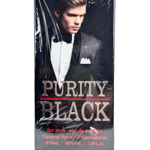 Purity Black – intenzivna lesno-začimbna moška dišava za moč, eleganco in samozavesten nastop.
