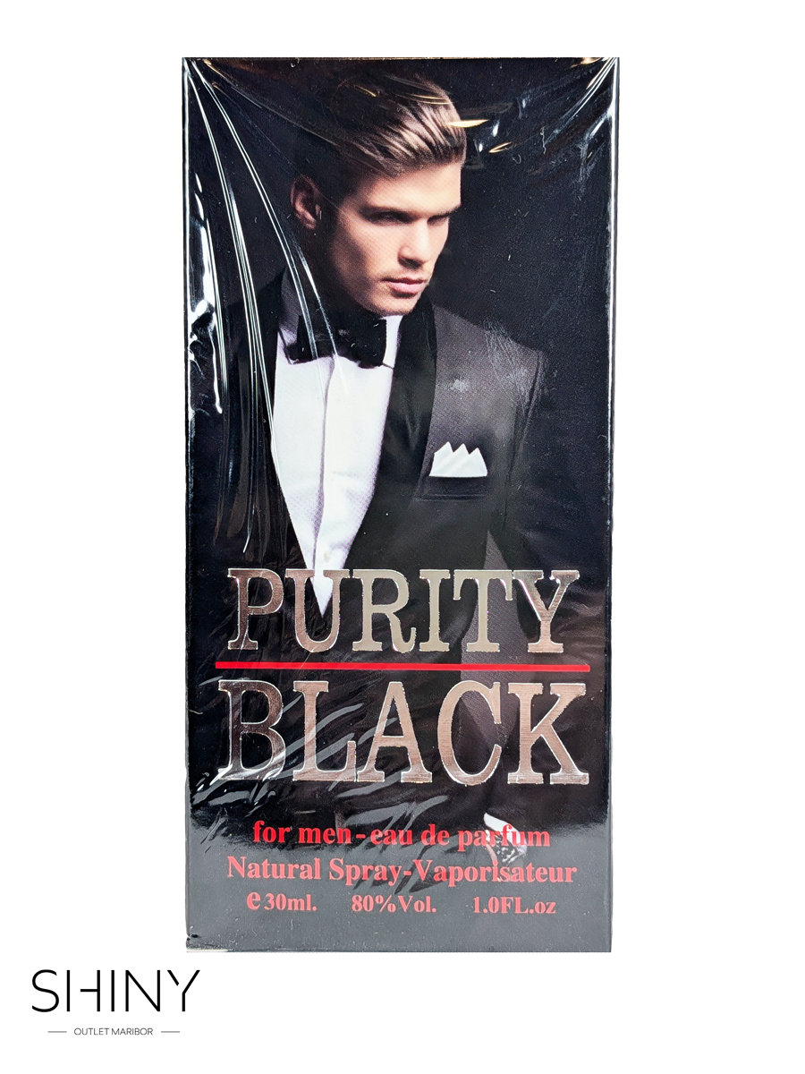 Purity Black – intenzivna lesno-začimbna moška dišava za moč, eleganco in samozavesten nastop.