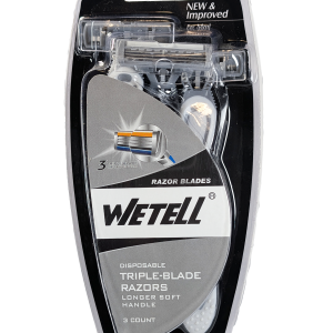 Wetell Disposable Triple Blade – 3 britvice za moške z daljšim mehkim ročajem za gladko, natančno in udobno britje.