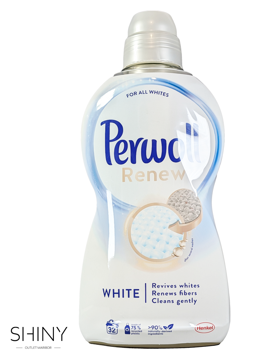 Perwoll Renew White Detergent za nežno in učinkovito pranje belih oblačil zagotavlja dolgotrajno čistočo.